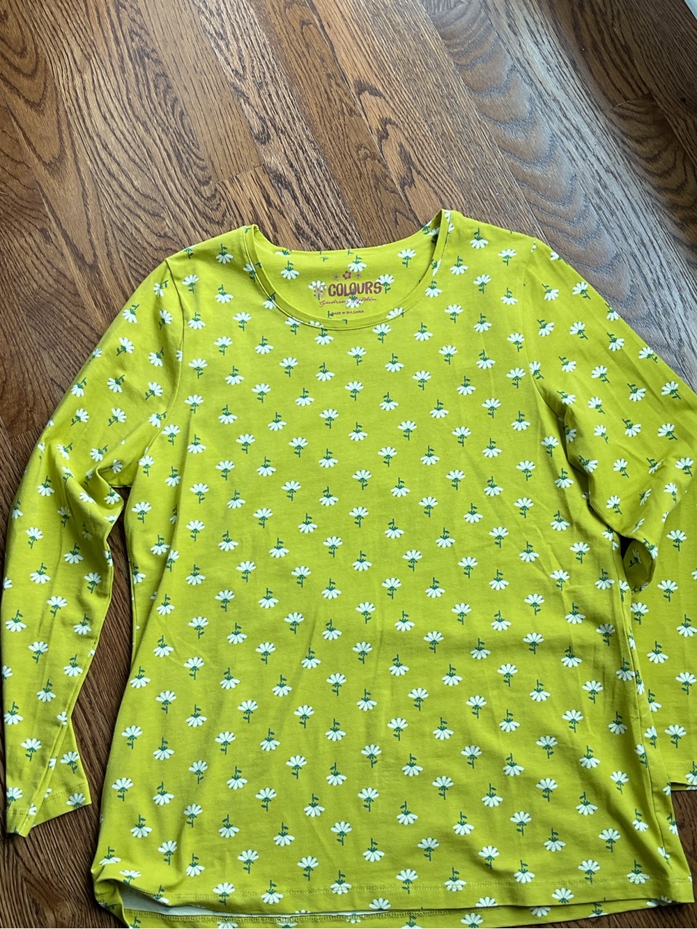 Gudrun Sjoden Pale Green Floral Organic Cotton long sleeve top
